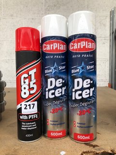 (COLLECTION ONLY) 4 X CARPLAN DE-ICER BOTTLES 600ML TO INCLUDE GT85 MULTI-PURPOSE SPRAY 400ML (PLEASE NOTE: 18+YEARS ONLY. ID MAY BE REQUIRED): LOCATION - AR14