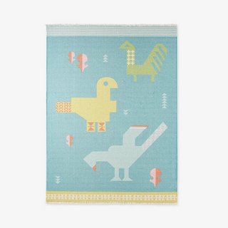 KIDS DINOSAUR RUG, GREEN, 120X160 CM - RRP £110: LOCATION - B1