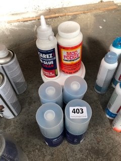(COLLECTION ONLY) QTY OF ASSORTED ITEMS TO INCLUDE MOD PODGE WATER BASED GLUE, SEALER AND FINISH 473ML (PLEASE NOTE: 18+YEARS ONLY. ID MAY BE REQUIRED): LOCATION - BR14