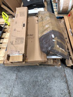 PALLET OF ASSORTED ITEMS TO INCLUDE VIVA DESIGNS ARLINGTON RADIATOR COVER IN WHITE/OAK: LOCATION - B4 (KERBSIDE PALLET DELIVERY)
