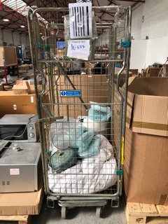 CAGE OF ASSORTED ITEMS TO INCLUDE JOHN LEWIS & PENDANT FULBROOK RIBBED GLASS PENDANT (CAGE NOT INCLUDED): LOCATION - B4 (KERBSIDE PALLET DELIVERY)