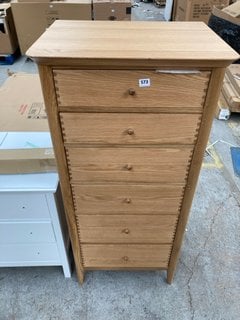 JOHN LEWIS & PARTNERS ESSENCE 6 DRAWER TALLBOY CHEST IN OAK - RRP £649: LOCATION - A3