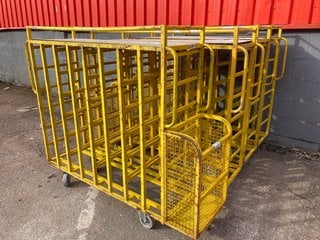 (COLLECTION ONLY) 4 X HEAVY DUTY WAREHOUSE STYLE ROLLING CAGE UNITS IN YELLOW: LOCATION - YARD