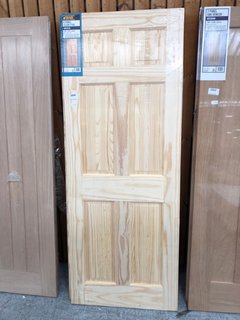 2 X 6 PANEL CLEAR PINE INTERIOR DOOR SIZE : 1981 X 762 X 35MM TO INCLUDE 4 PANEL OAK VENEER INTERIOR DOOR SIZE : 1981 X 762 X 35MM: LOCATION - A1