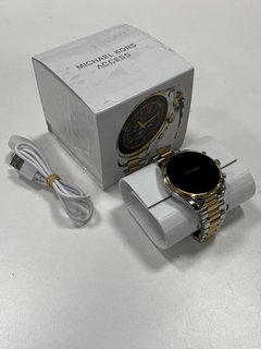 MICHAEL KORS GEN 6 BRADSHAW SMARTWATCH (ORIGINAL RRP - £197.00) IN SILVER/GOLD: MODEL NO DW13M1 (BOXED WITH CHARGING CABLE, VERY GOOD COSMETIC CONDITION) [JPTM113724] THIS PRODUCT IS FULLY FUNCTIONAL