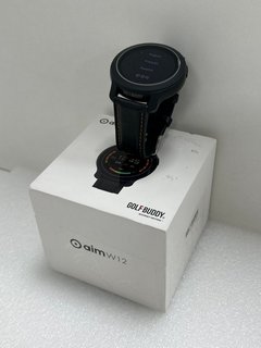 GOLFBUDDY AIM W12 SMARTWATCH IN BLACK. (WITH ACCESSORIES AS PHOTOGRAPHED) [JPTM113923] THIS PRODUCT IS FULLY FUNCTIONAL AND IS PART OF OUR PREMIUM TECH AND ELECTRONICS RANGE