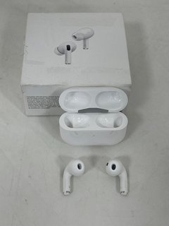 APPLE AIRPODS PRO 2ND GENERATION EARBUDS (ORIGINAL RRP - £229) IN WHITE: MODEL NO A3048 (WITH BOX, MANUAL, CHARGER CABLE & CHARGING CASE, MINOR COSMETIC DEFECTS ON BOX) [JPTM113927] THIS PRODUCT IS F