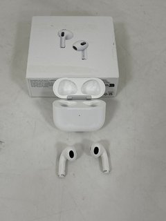 APPLE AIRPODS 3RD GENERATION EARBUDS (ORIGINAL RRP - £179) IN WHITE: MODEL NO A2564 (WITH BOX, CHARGING CASE, MANUAL & CHARGER CABLE, MINOR COSMETIC DEFECTS ON BOX AND ITEM) [JPTM113930] THIS PRODUCT