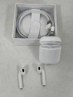 APPLE AIRPODS EARBUDS (ORIGINAL RRP - £129) IN WHITE: MODEL NO A2031 (WITH BOX, CHARGER CABLE & CHARGING CASE) [JPTM113903] THIS PRODUCT IS FULLY FUNCTIONAL AND IS PART OF OUR PREMIUM TECH AND ELECTR
