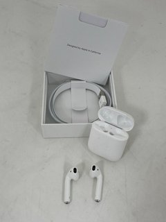 APPLE AIRPODS EARBUDS (ORIGINAL RRP - £129) IN WHITE: MODEL NO A2031 (WITH BOX, MANUAL, CHARGER CABLE & CHARGING CASE) [JPTM113898] THIS PRODUCT IS FULLY FUNCTIONAL AND IS PART OF OUR PREMIUM TECH AN