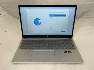 HP 15-FC0008NA 237 GB LAPTOP (ORIGINAL RRP - £354) IN SILVER: MODEL NO VCGJ1PO (WITH MANUAL & POWER CABLE) AMD RYZEN 5 7520U WITH RADEON GRAPHICS 2.80GHZ, 8 GB RAM, AMD RADEON(TM) GRAPHICS [JPTM11380