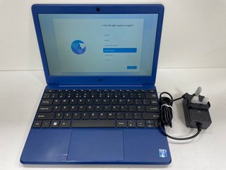 GEO GEOBOOK 110 64 GB LAPTOP IN BLUE. (WITH CHARGER CABLE) INTEL CELERON N4020 @ 1.10 GHZ, 4 GB RAM, INTEL UHD GRAPHICS 600 [JPTM113655] THIS PRODUCT IS FULLY FUNCTIONAL AND IS PART OF OUR PREMIUM TE