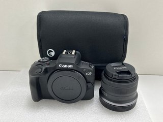 CANON EOS R100 24.1 MEGAPIXELS MIRRORLESS CAMERA IN BLACK: MODEL NO DS126891 WITH RF-S 18-45MM F4.5-6.3 IS STM LENS (WITH ACCESSORIES AS PHOTOGRAPHED) [JPTM113843] THIS PRODUCT IS FULLY FUNCTIONAL AN