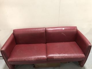 2 SEATER BURGUNDY SOFA, APPROX RRP £200