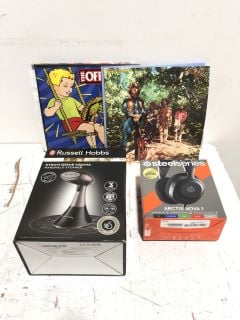 PALLET OF ASSORTED ITEMS TO INCLUDE RUSSELL HOBBS AROMA STEAM GENIE AND WILSON BASKETBALL AND STEELSERIES ARCTIS NOVA 1 APPROX RRP £750