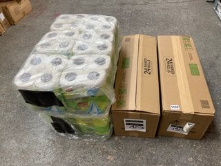 2 X BOXES OF 24 BAMBOO BOBBI TOILET ROLLS TO ALSO INCLUDE 2 X PACKS OF FREEDOM RHINO TOILET ROLLS: LOCATION - C0
