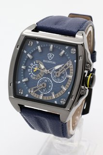 MEN’S RUCKSTUHL R300 CHRONOGRAPH WATCH. FEATURING A BLUE MULTI FUNCTION DIAL, SILVER COLOURED BEZEL AND CASE. W/R 3ATM. BLUE LEATHER STRAP: LOCATION - A0