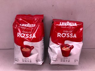 2 X PACKS OF LAVAZZA QUALITA ROSSA 1000G COFFEE BEANS - BBE 30/12/25: LOCATION - D13