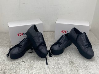 2 X SUPERGA TOTAL BLACK HEMATITE SHOES - UK SIZE 4.5 AND 5: LOCATION - D15