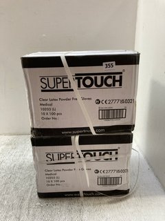 2 X BOXES OF SUPER TOUCH CLEAR LATEX POWDER FREE GLOVES: LOCATION - A14