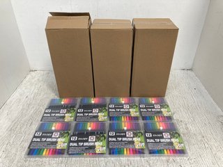 3 X BOXES OF 12 PACK DUAL TIP BRUSH PENS IN VARIOUS COLOURS: LOCATION - B0