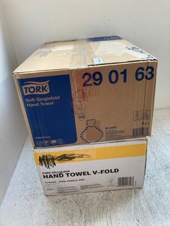 PURE CELLULOSE HAND TOWEL V-FOLD 15 PACKS AND TORK SOFT SINGLEFOLD HAND TOWELS: LOCATION - A1