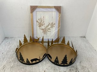2 X LARGE CANDLE TRAYS TO ALSO INCLUDE DATE PALMS FRAME: LOCATION - C12