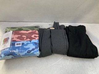 3 X ASSORTED CLOTHING ITEMS TO INCLUDE GEORGE KIDS PYJAMA SET IN GREEN, RED AND BLUE CAMO AND GEORGE 9- 10 YEARS JOGGERS IN GREY: LOCATION - C11