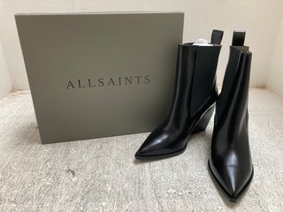 ALLSAINTS RIA POINTED TOE LEATHER BOOTS IN BLACK - SIZE UK 7 - RRP £249: LOCATION - A*