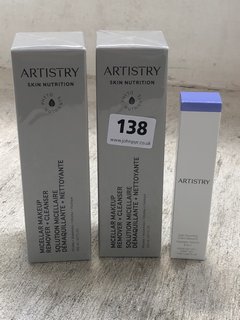 2 X 200ML ARTISTRY SKIN NUTRITION MICELLAR MAKEUP REMOVER + CLEANSER(SEALED) TO INCLUDE 7ML ARTISTRY LASH BOOSTING 3-IN-1 MASCARA: LOCATION - WH5
