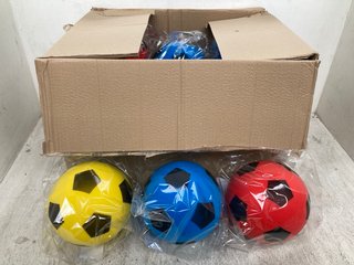 QTY OF KIDS FOAM FOOTBALLS IN VARIOUS COLOURS TO INCLUDE BLUE: LOCATION - E14