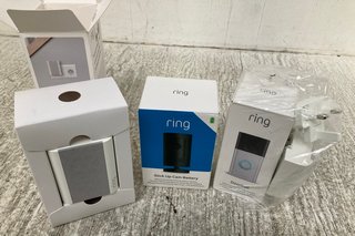 3 X ASSORTED RING DOORBELL ITEMS TO INCLUDE RING STICK UP CAM BATTERY - COMBINED RRP £220: LOCATION - E17