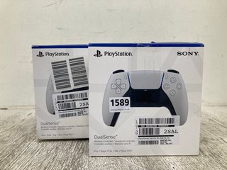 2 X SONY PLAYSTATION 5 CONTROLLERS IN WHITE: LOCATION - E17