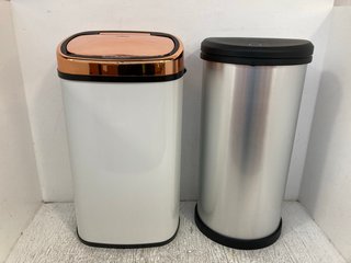 TOWER ROSE GOLD EDITION 58 LITRE SQUARE SENSOR BIN TO INCLUDE CURVER DECO BIN IN STAINLESS STEEL: LOCATION - WH8