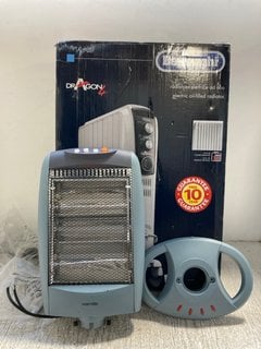 DELONGHI DRAGON 4 OIL FILLED RADIATOR TO INCLUDE WARMLITE GREY HALOGEN HEATER: LOCATION - WH10