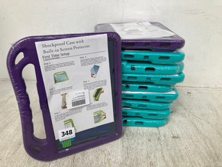 QTY OF IPAD SHOCKPROOF CASES WITH BUILT-IN SCREEN PROTECTORS IN TEAL AND PURPLE: LOCATION - H9