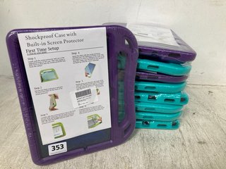 QTY OF IPAD SHOCKPROOF CASES WITH BUILT-IN SCREEN PROTECTORS IN TEAL AND PURPLE: LOCATION - H9