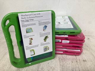 QTY OF IPAD SHOCKPROOF CASES WITH BUILT-IN SCREEN PROTECTORS IN PINK AND GREEN: LOCATION - H8