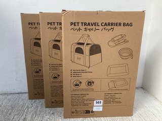 3 X PET TRAVEL CARRIER BAGS: LOCATION - H4