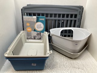 4 X ASSORTED PET ITEMS TO INCLUDE PET FACE CORNER HOODED LITTER BOX: LOCATION - G6