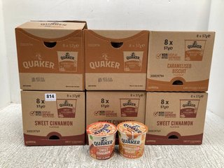 6 X BOXES OF 8 QUAKER OATS IN SWEET CINNAMON/CARAMELISED BISCUIT - BBE 13/7/24: LOCATION - G15