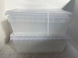 QTY OF CLEAR PLASTIC STORAGE BOXES WITH LIDS: LOCATION - F17