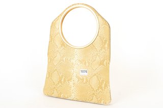 SAMANTHA BLONDE SNAKE PAINT LEATHER TOTE BAG WITH FABRIC STORAGE BAG - RRP £720: LOCATION - BR3