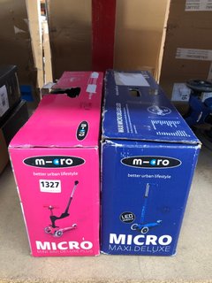 MICRO MINI 3 IN 1 DELUXE PLUS SCOOTER IN PINK TO INCLUDE MICRO MAXI DELUXE SCOOTER IN BLUE: LOCATION - BR11