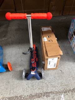 MINI SCOOTER IN NAVY BLUE TO INCLUDE GLOBBER CHILDRENS 3 IN 1 SCOOTER WITH SEAT IN BLUE: LOCATION - BR12