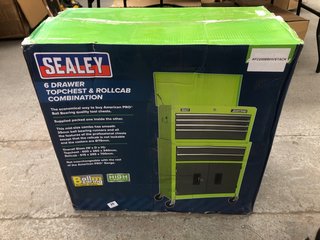 SEALEY 6 DRAWER TOPCHEST AND ROLLCAB COMBINATION IN GREEN/GREY - RRP £260: LOCATION - A3T