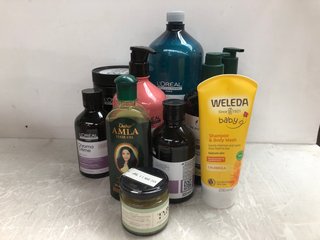 (COLLECTION ONLY) QTY OF ASSORTED TOILETRIES TO INCLUDE THE BODY SHOP MORINGA SHOWER GEL 750ML: LOCATION - A1T