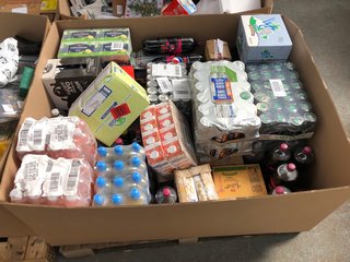 PALLET OF ASSORTED DRINKS ITEMS TO INCLUDE IRN BRU SUGAR FREE 330ML CANS AND LUCOZADE ALERT ENERGY DRINK CANS - PLEASE NOT SOME ITEMS MAY BE PAST BBE: LOCATION - B8 (KERBSIDE PALLET DELIVERY)
