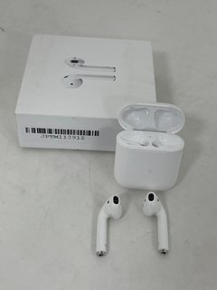 APPLE AIRPODS EARBUDS (ORIGINAL RRP - £129) IN WHITE: MODEL NO A2031 (WITH BOX, MANUAL, CHARGER CABLE & CHARGING CASE) [JPTM113912]