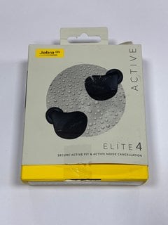 JABRA ELITE 4 ACTIVE WIRELESS EAR BUDS IN BLACK. (WITH BOX, WIRELESS CHARGING CASE & SPARE EAR TIPS) [JPTM114147]